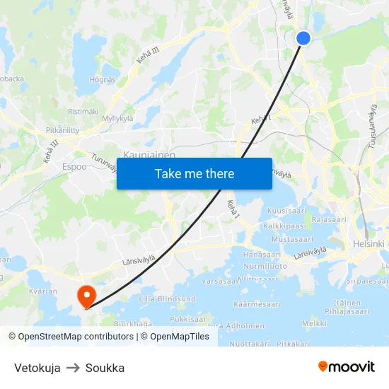Vetokuja to Soukka map