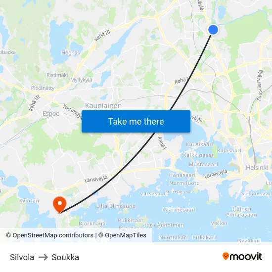 Silvola to Soukka map