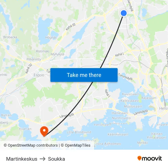 Martin Center to Soukka map
