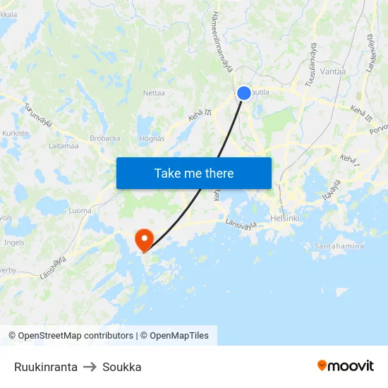 Ruukinranta to Soukka map