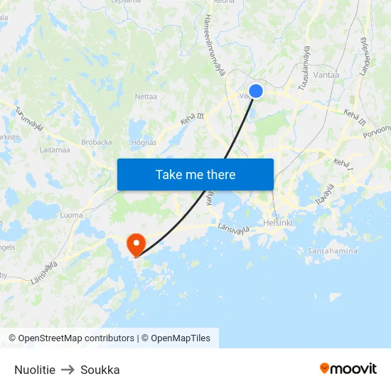 Nuolitie to Soukka map