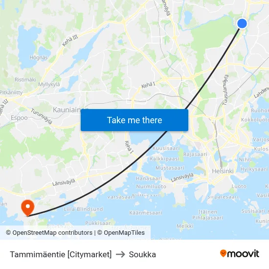 Tammimäentie 🛒 to Soukka map