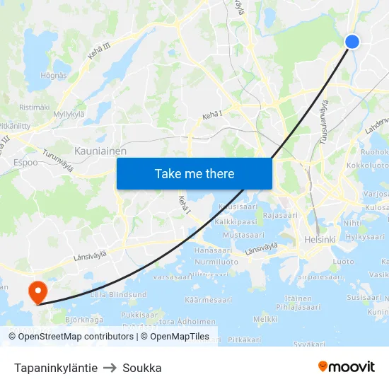 Tapaninkyla Road to Soukka map