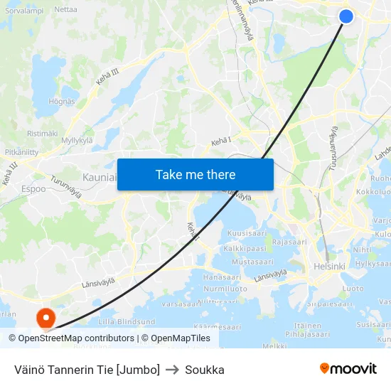 Väinö Tannerin Tie [Jumbo] to Soukka map