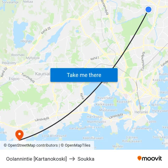Oolanti Road [Kartanokoski] to Soukka map