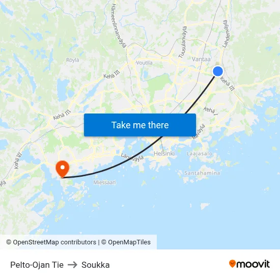 Pelto-Oja Road to Soukka map