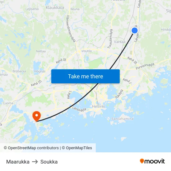 Maarukka to Soukka map