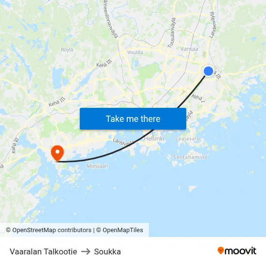 Vaarala Volunteer Road to Soukka map