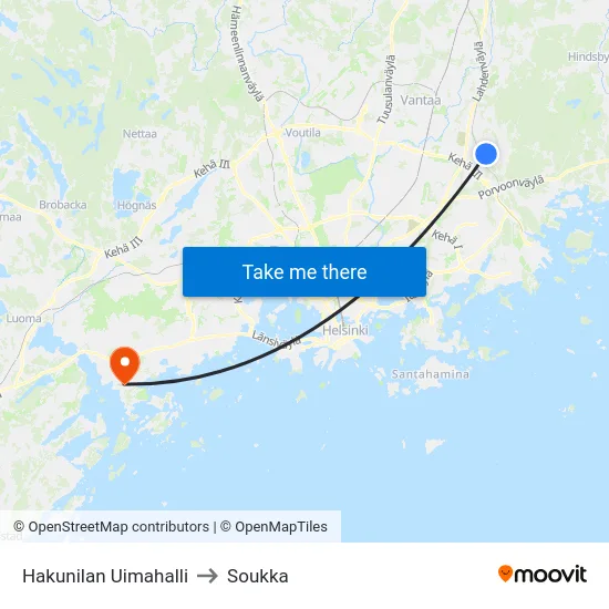 Hakunilan Uimahalli to Soukka map