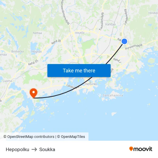 Hepopolku to Soukka map