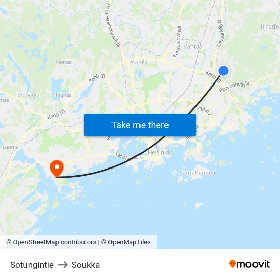 Sotungintie to Soukka map