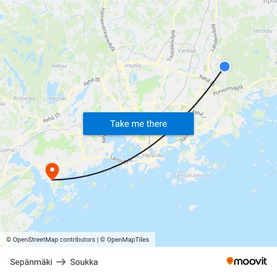 Sepänmäki to Soukka map