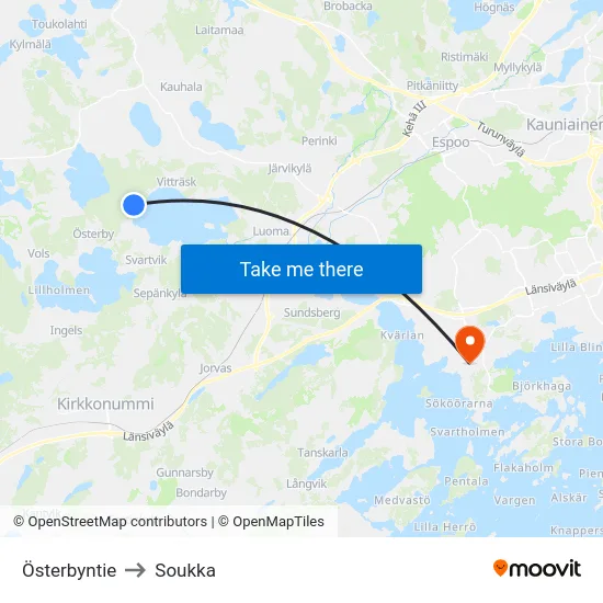 Österbyntie to Soukka map