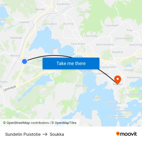 Sundet Park Road to Soukka map