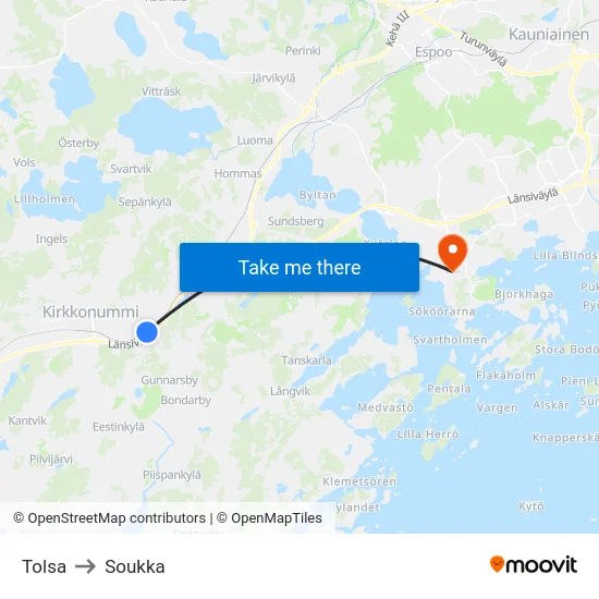Tolsa to Soukka map