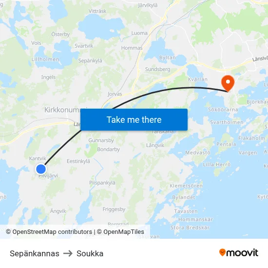 Sepänkannas to Soukka map