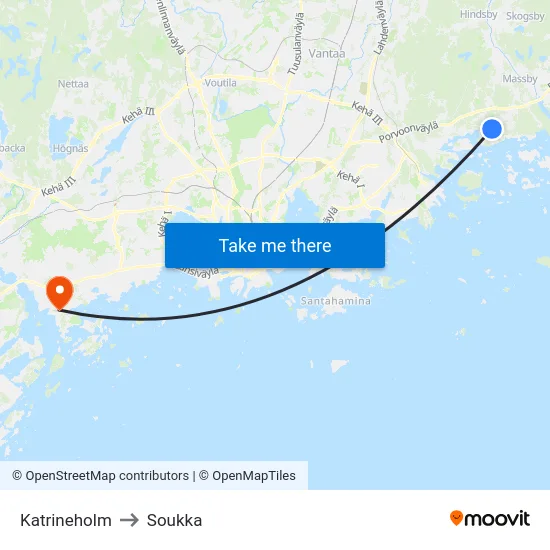 Katrineholm to Soukka map