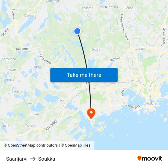 Saarijärvi to Soukka map