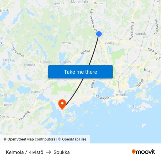 Keimola / Kivistö to Soukka map