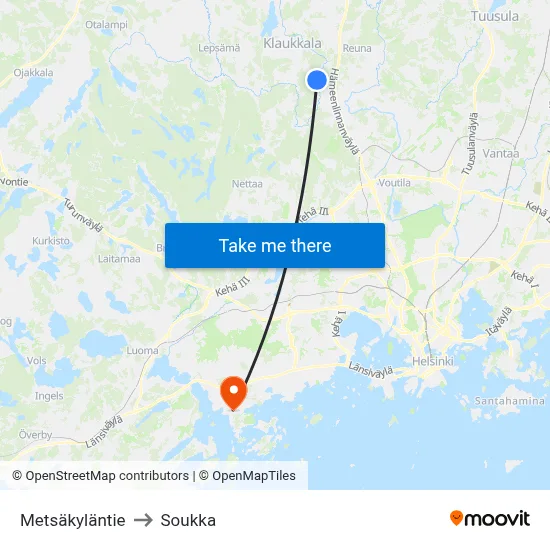 Metsäkyläntie to Soukka map