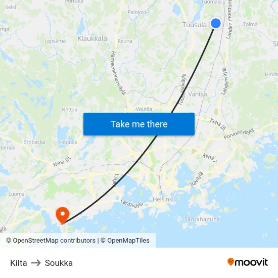 Kilta to Soukka map