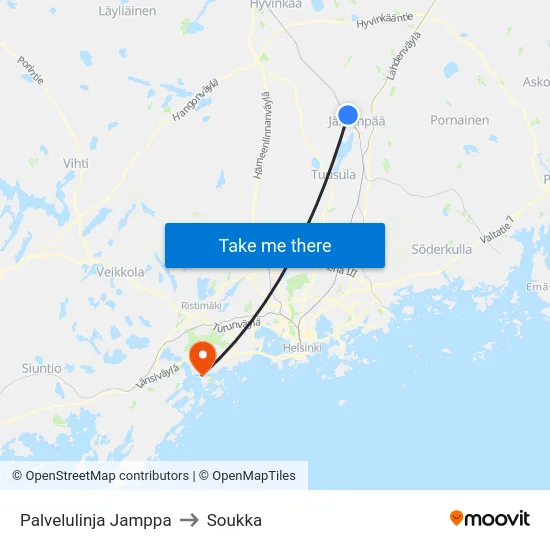Palvelulinja Jamppa to Soukka map