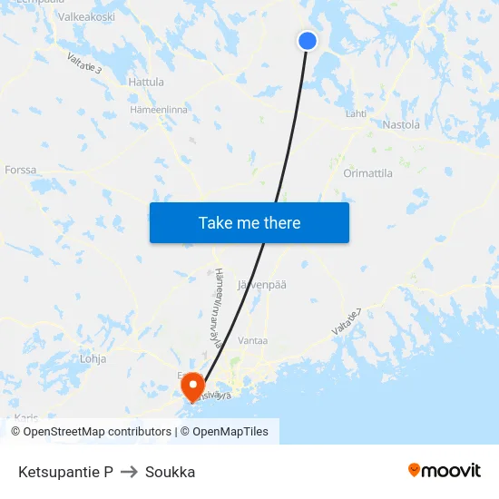Ketsupantie P to Soukka map