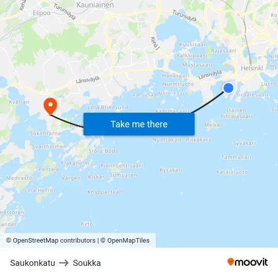 Saukonkatu Street to Soukka map
