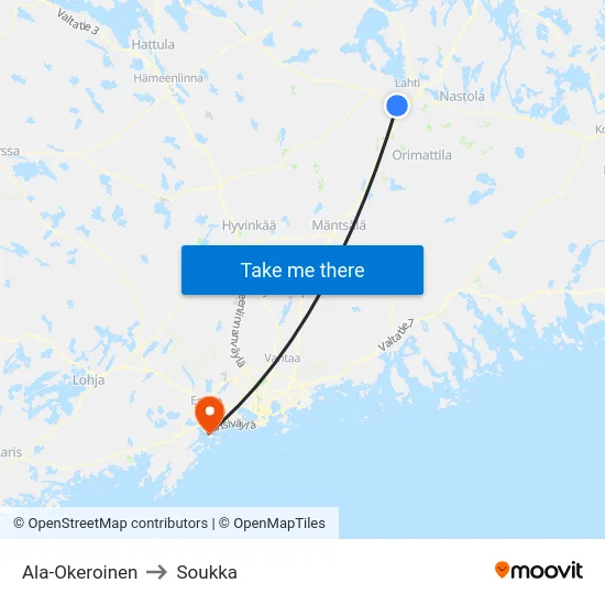 Ala-Okeroinen to Soukka map