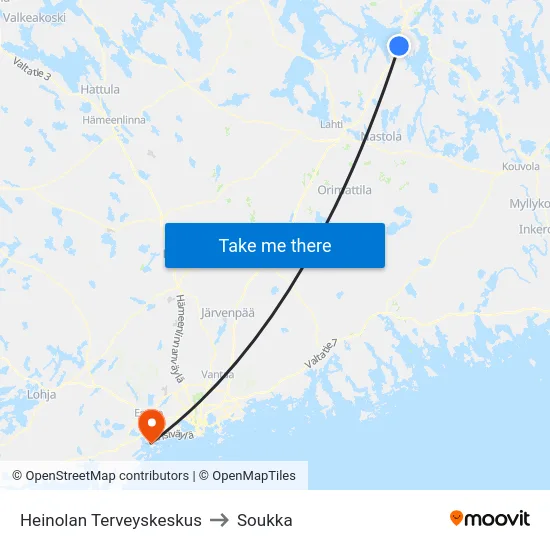 Heinolan Terveyskeskus to Soukka map