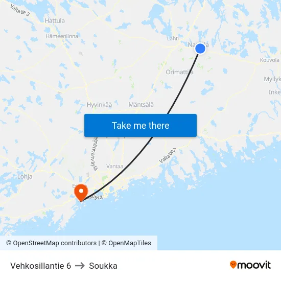 Vehkosillantie 6 to Soukka map