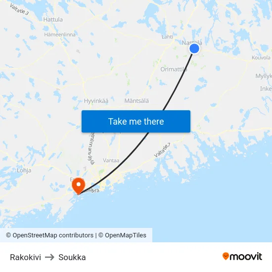 Rakokivi to Soukka map