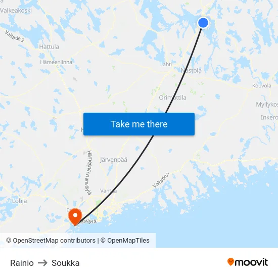 Rainio to Soukka map