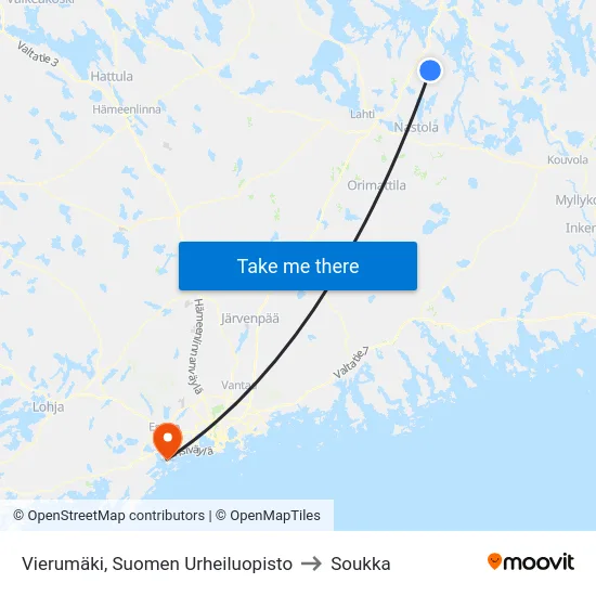 Vierumäki, Suomen Urheiluopisto to Soukka map