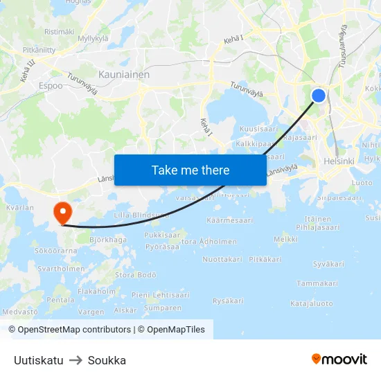 Uutiskatu to Soukka map