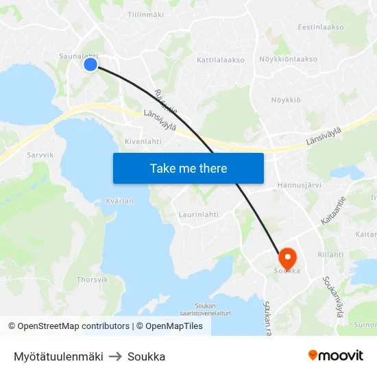Myotatuulenmaki to Soukka map