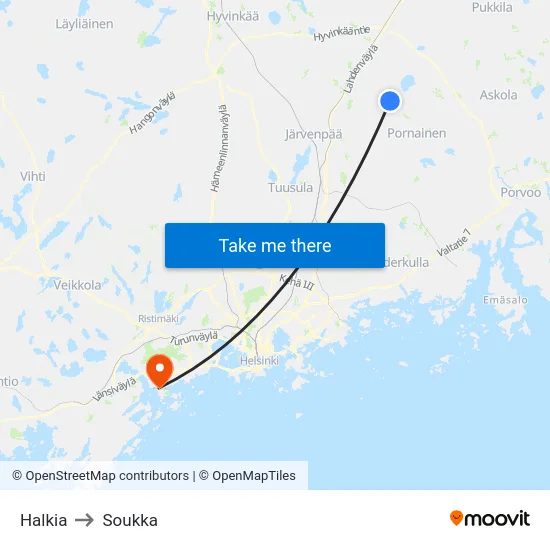 Halkia to Soukka map