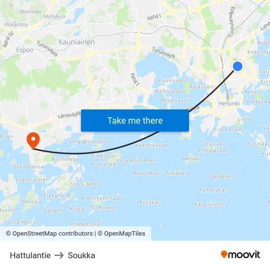 Hattulantie to Soukka map