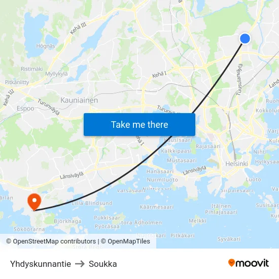 Yhdyskunnantie to Soukka map