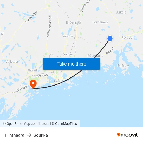 Hinthaara to Soukka map