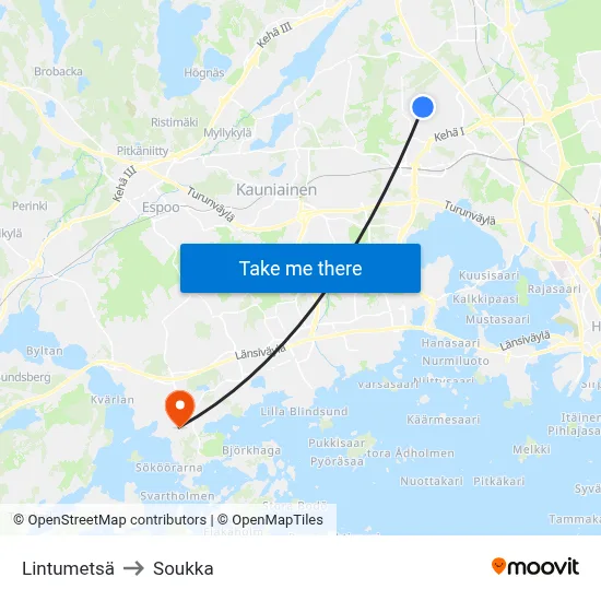 Lintumetsä to Soukka map