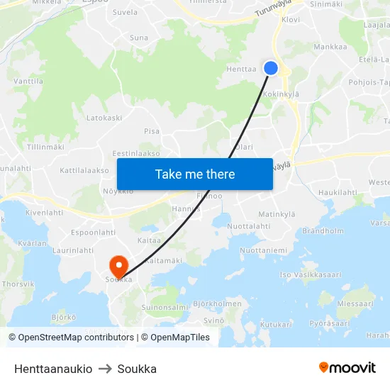 Henttaa Square to Soukka map