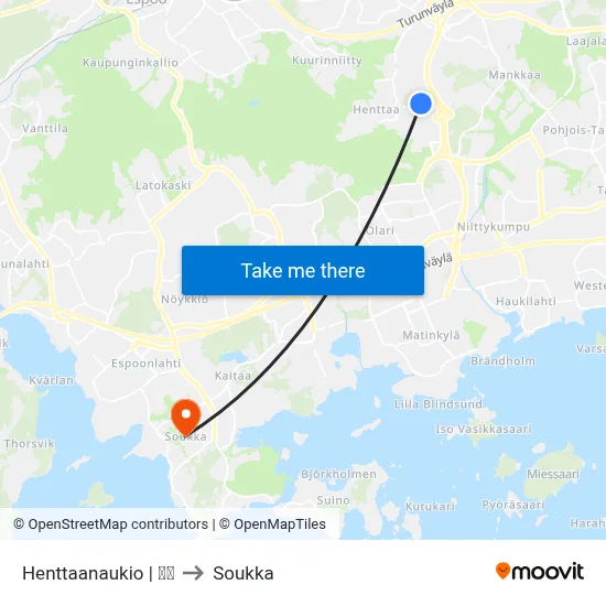 Henttaanaukio | 🏫🌳 to Soukka map