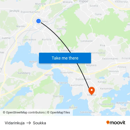 Vidari Lane to Soukka map