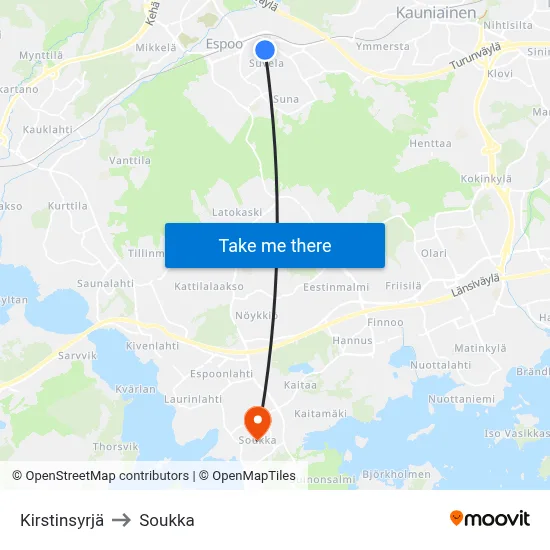 Kirstinsyrjä to Soukka map