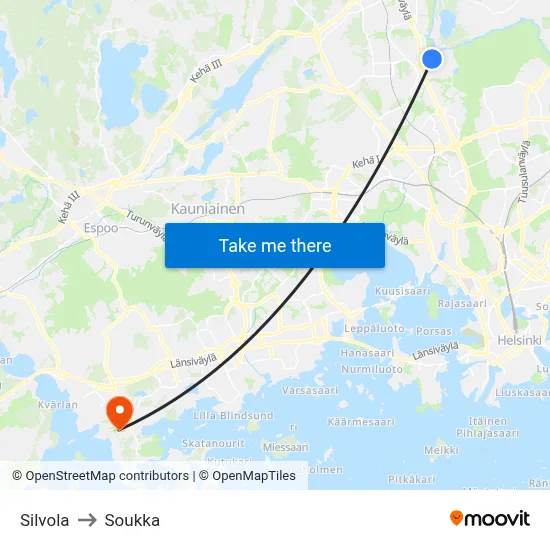 Silvola to Soukka map