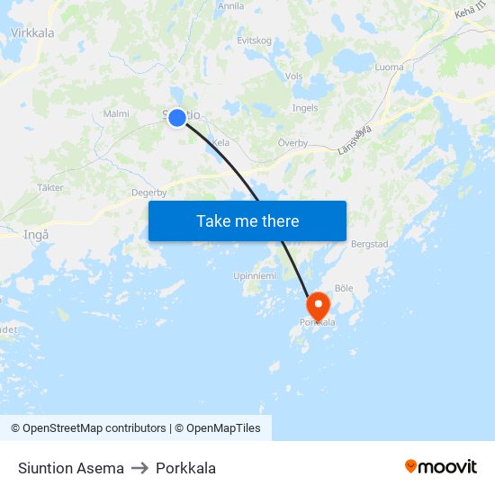 Siuntion Asema to Porkkala map