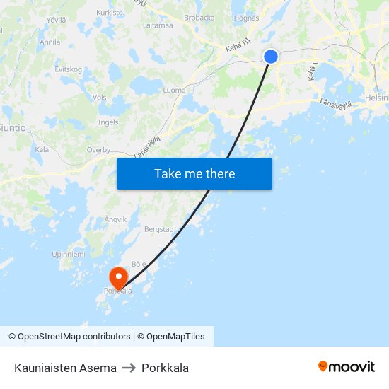 Kauniaisten Asema to Porkkala map