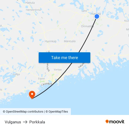 Vulganus to Porkkala map