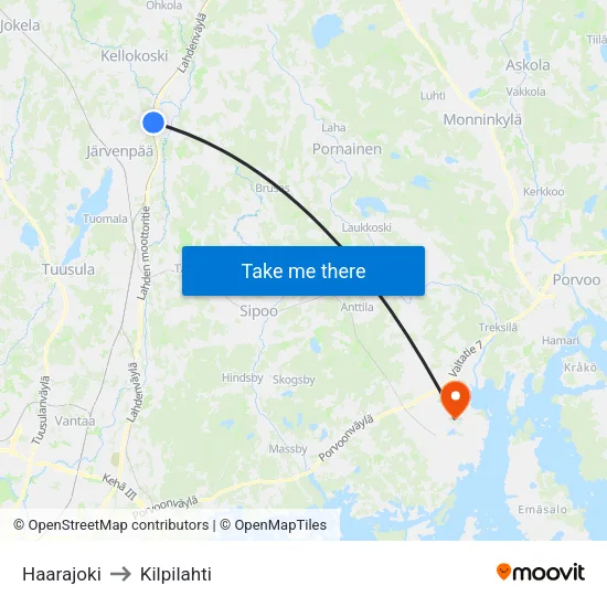 Haarajoki to Kilpilahti map